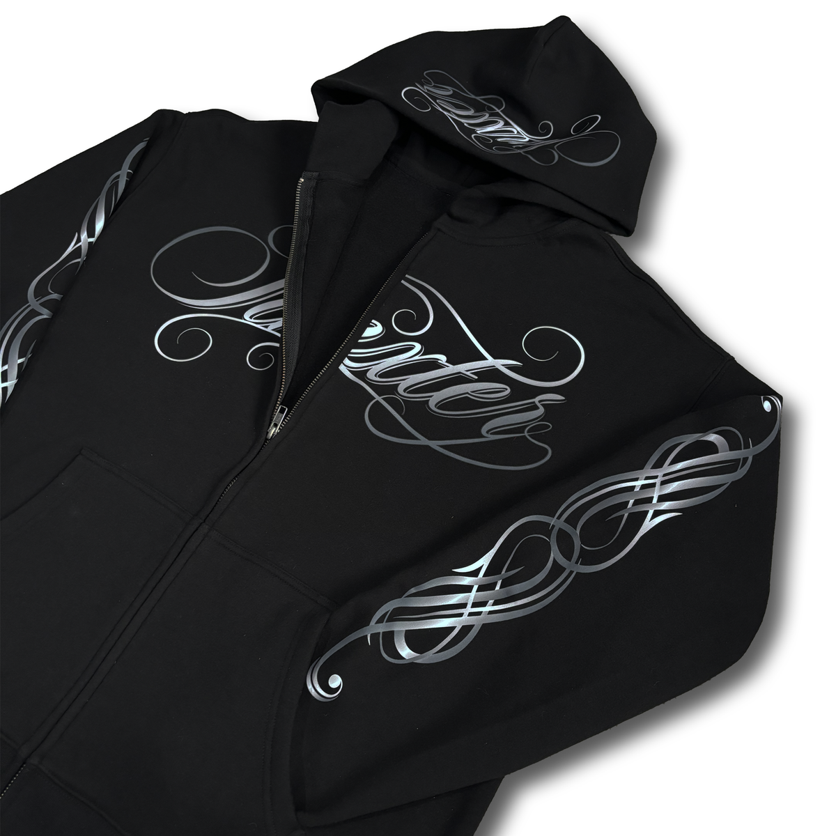 Script Black Zip Hoodie